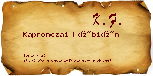 Kapronczai Fábián névjegykártya