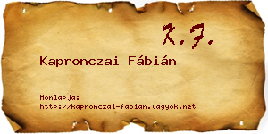Kapronczai Fábián névjegykártya
